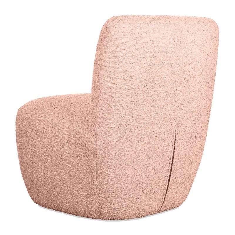 Fauteuil tissu bouclette rose poudré